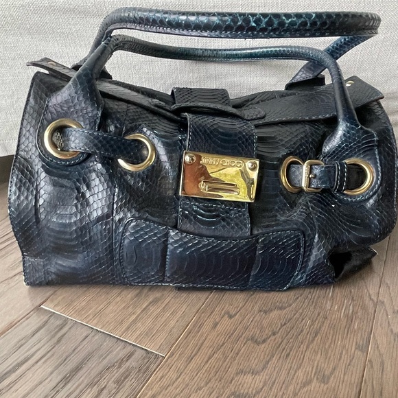 Jimmy Choo navy python leather handbag - Picture 1 of 6